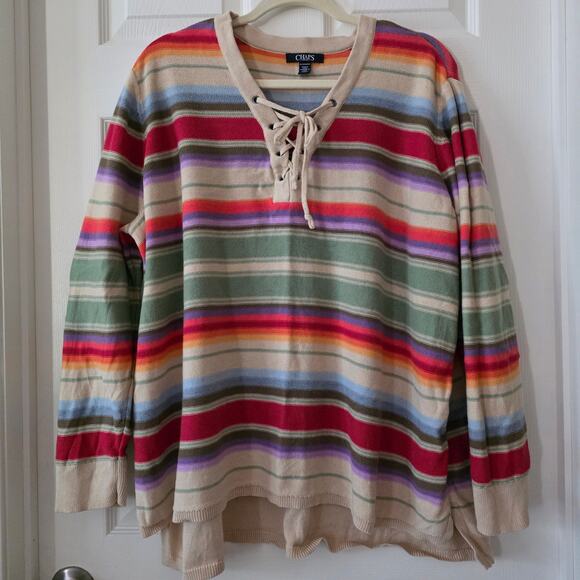 Chaps Sweaters - Chaps Aztec Southwestern Multicolor Striped Sweater Size 3X